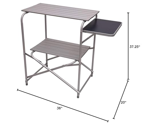 ALPS Mountaineering Utility Table shows two fold-up surfaces for versatile use.