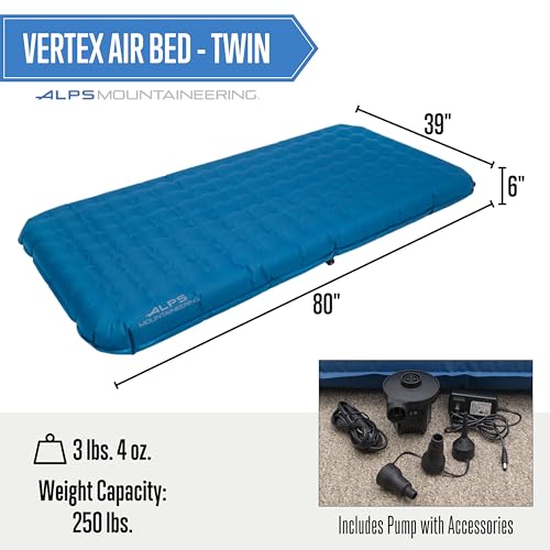 ALPS Mountaineering Vertex Air Bed Queen with sturdy coil system for solid sleep surface