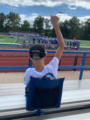 Weekender foam padding provides comfortable seating on cold bleachers.