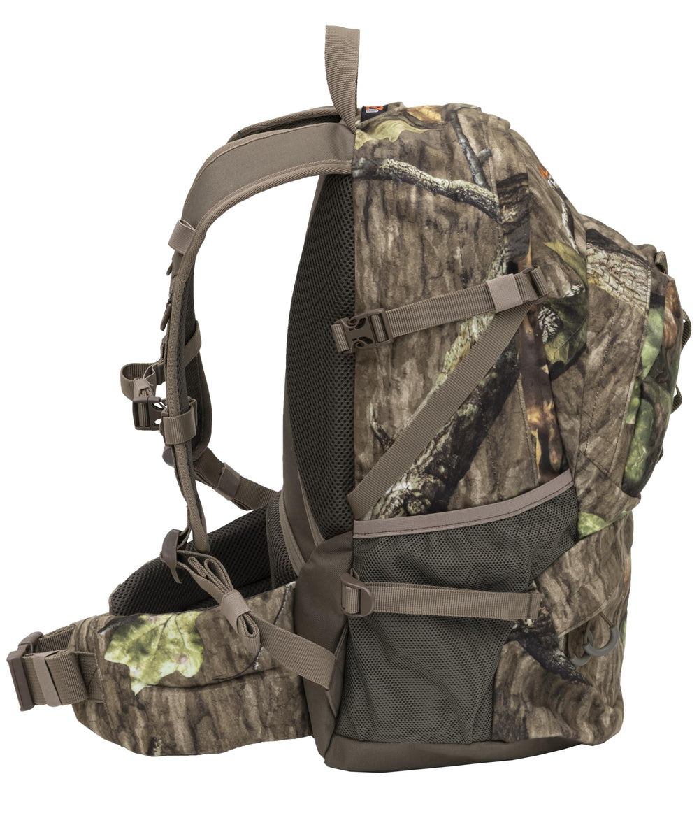 ALPS OutdoorZ Dark Timber Pack water bottle pockets provide quick hydration access.