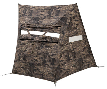 Realtree Timber camouflage on the Dash Panel Blind blends with woods.