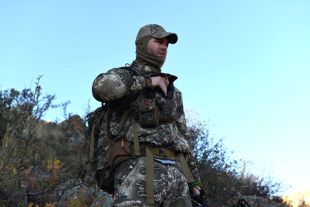 ALPS OutdoorZ Extreme Bino Harness X Realtree Excape side view showing built in storage