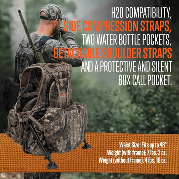 Large game bag and interior pockets keep gear organized on the run