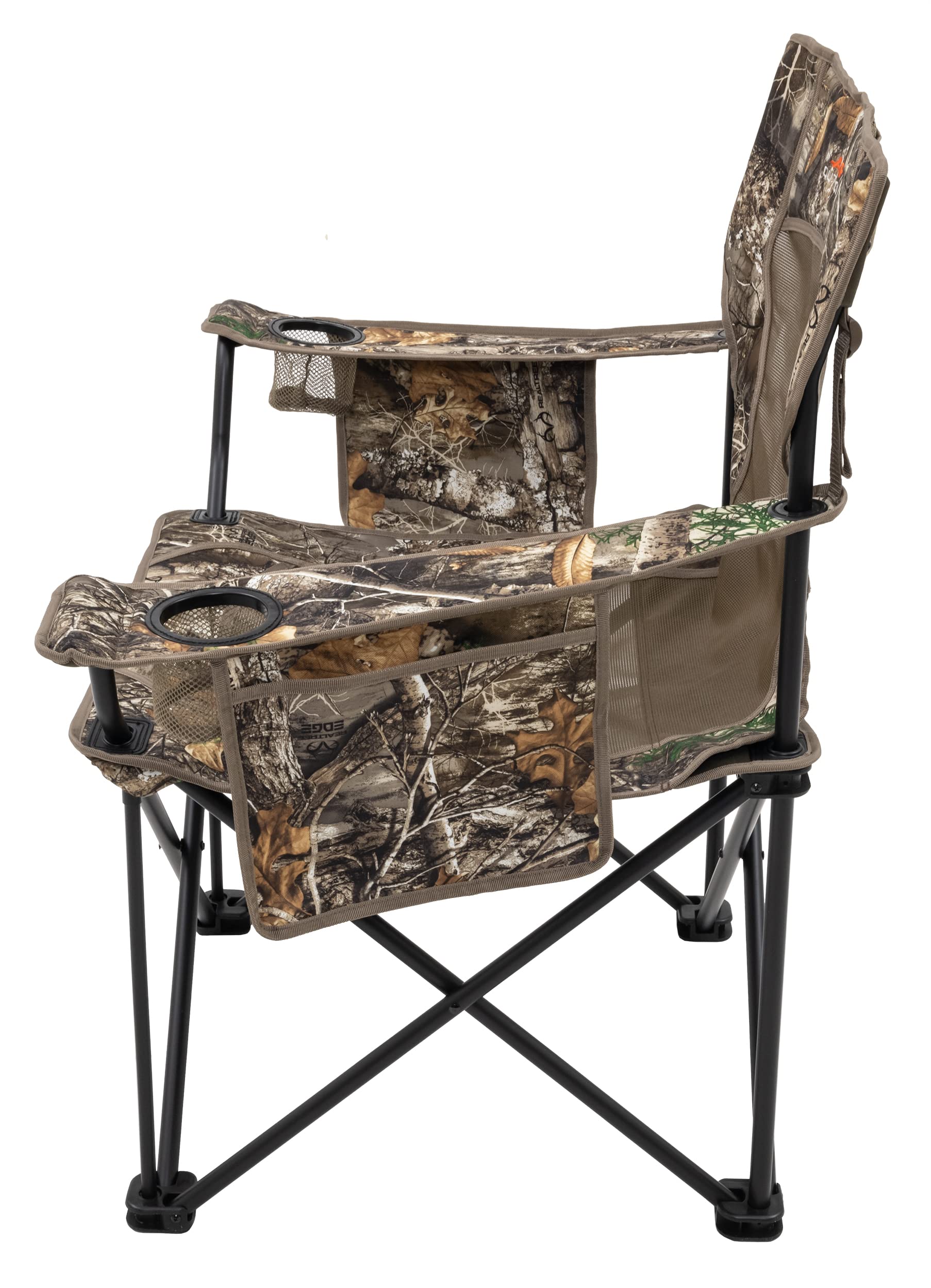 Dual mesh cup holders on King Kong Chair keep beverages within reach.