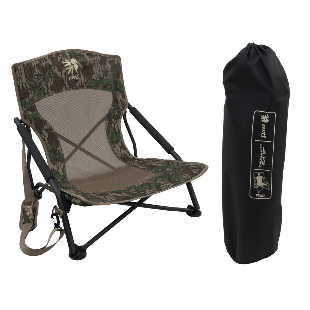 ALPS OutdoorZ NWTF Vanish chair side view in camo for stealth in brush.