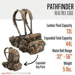 Pathfinder Pack bow pocket securely holds a compound bow in Realtree Edge.