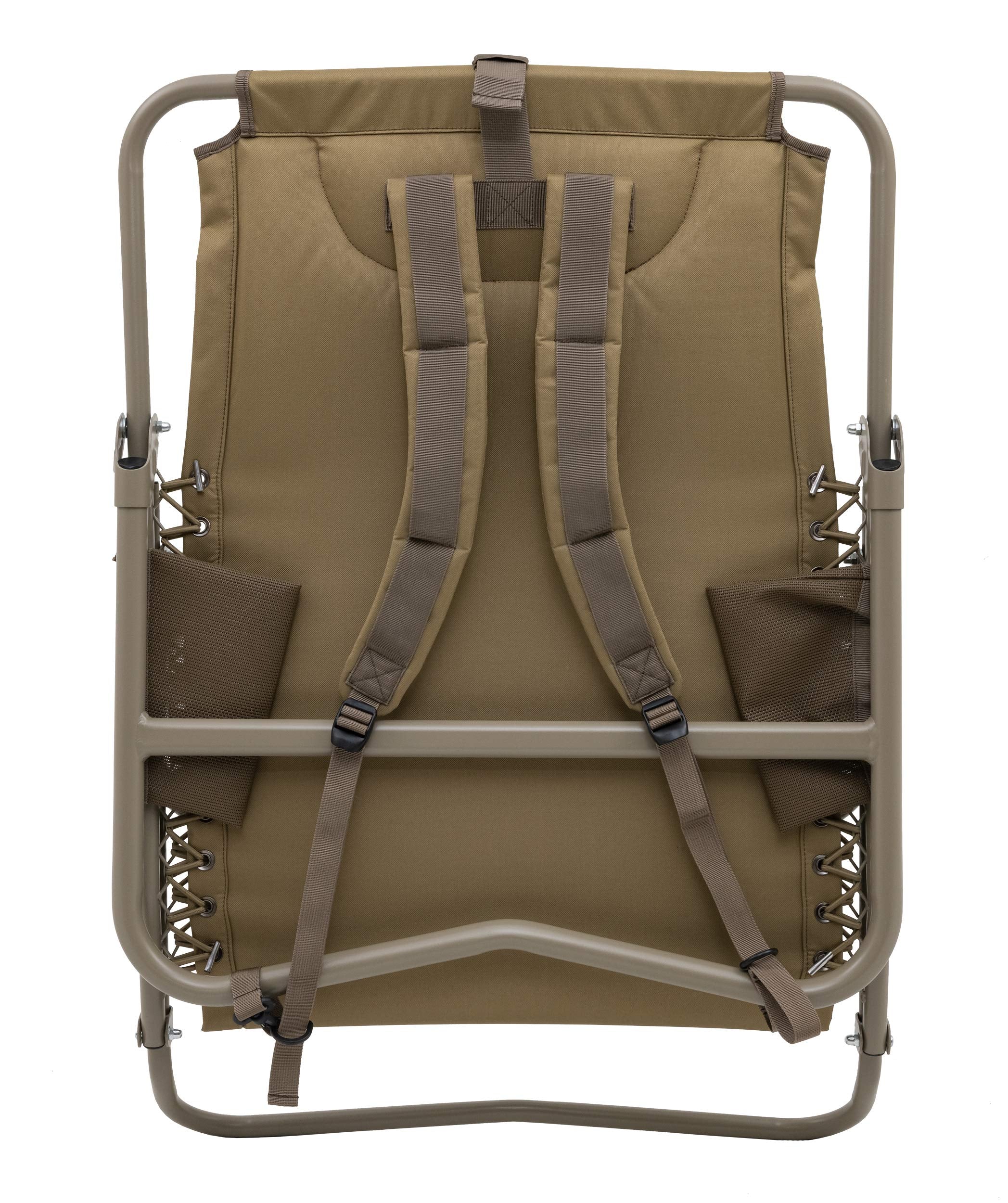 ALPS OutdoorZ Snow Goose Chair enables hands-free movement with built-in carry straps.