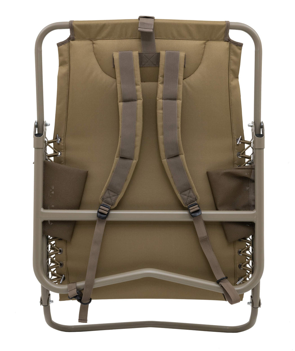 ALPS OutdoorZ Snow Goose Chair enables hands-free movement with built-in carry straps.