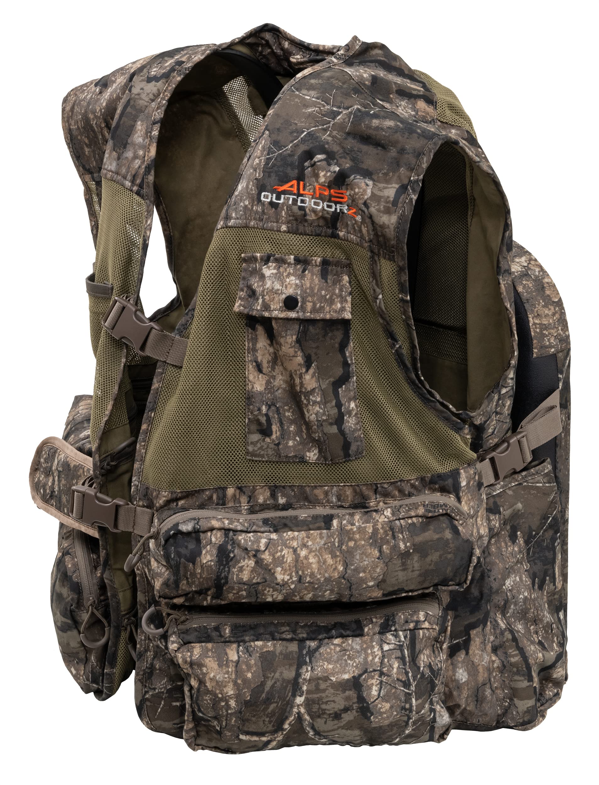 ALPS OutdoorZ Super Elite 4.0 turkey vest fold-away seat for quick rest in the blind.