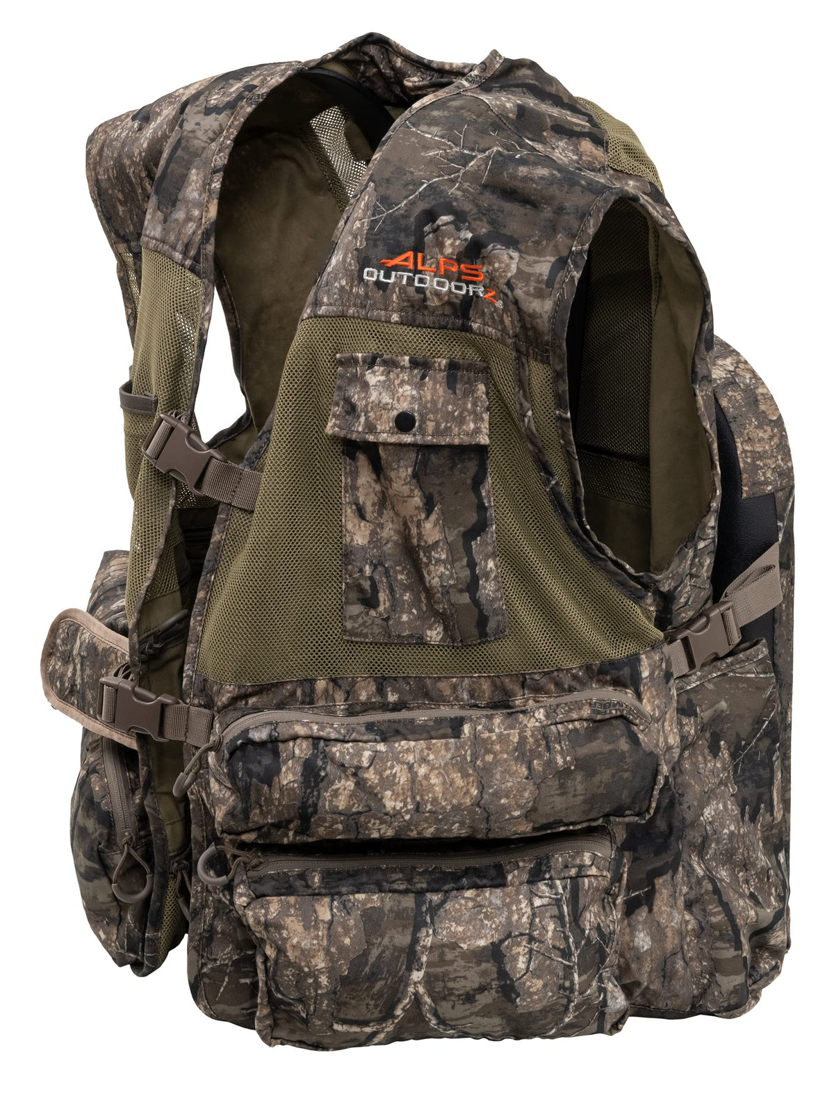 ALPS OutdoorZ Super Elite 4.0 turkey vest fold-away seat for quick rest in the blind.