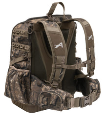 Interior shelf and pockets organize decoys, calls, and essentials during a hunt.