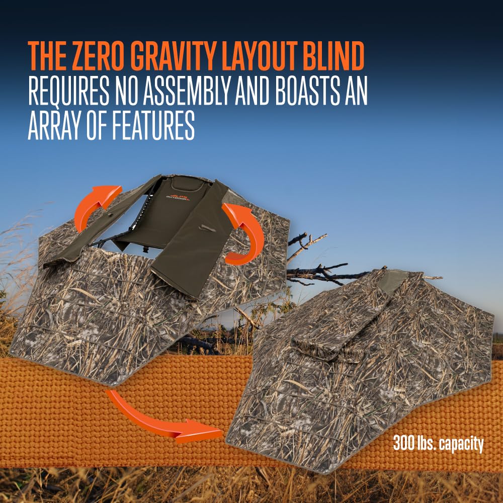 ALPS OutdoorZ Zero-Gravity Layout Blind backpack straps ready for easy transport.