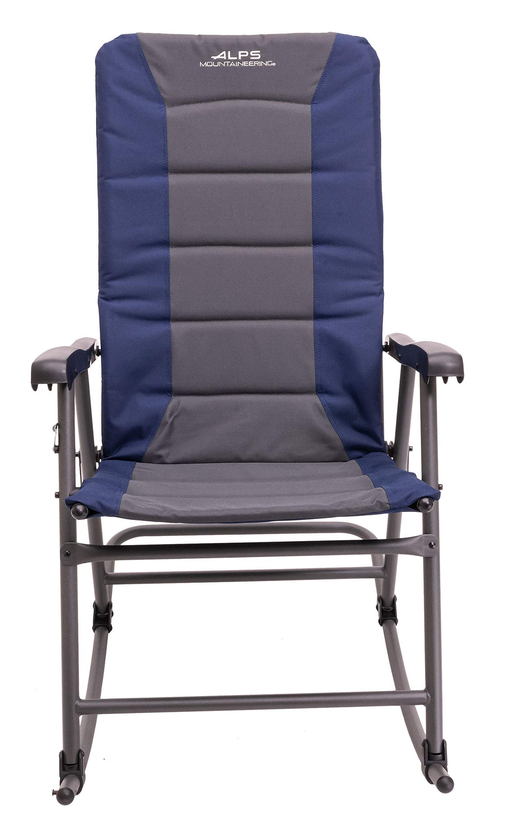 ALPS Mountaineering rocking chair at campfire setting demonstrates secure gentle rocking