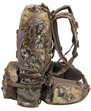 ALPS Pathfinder hauling system highlights straps for meat or gear transport.