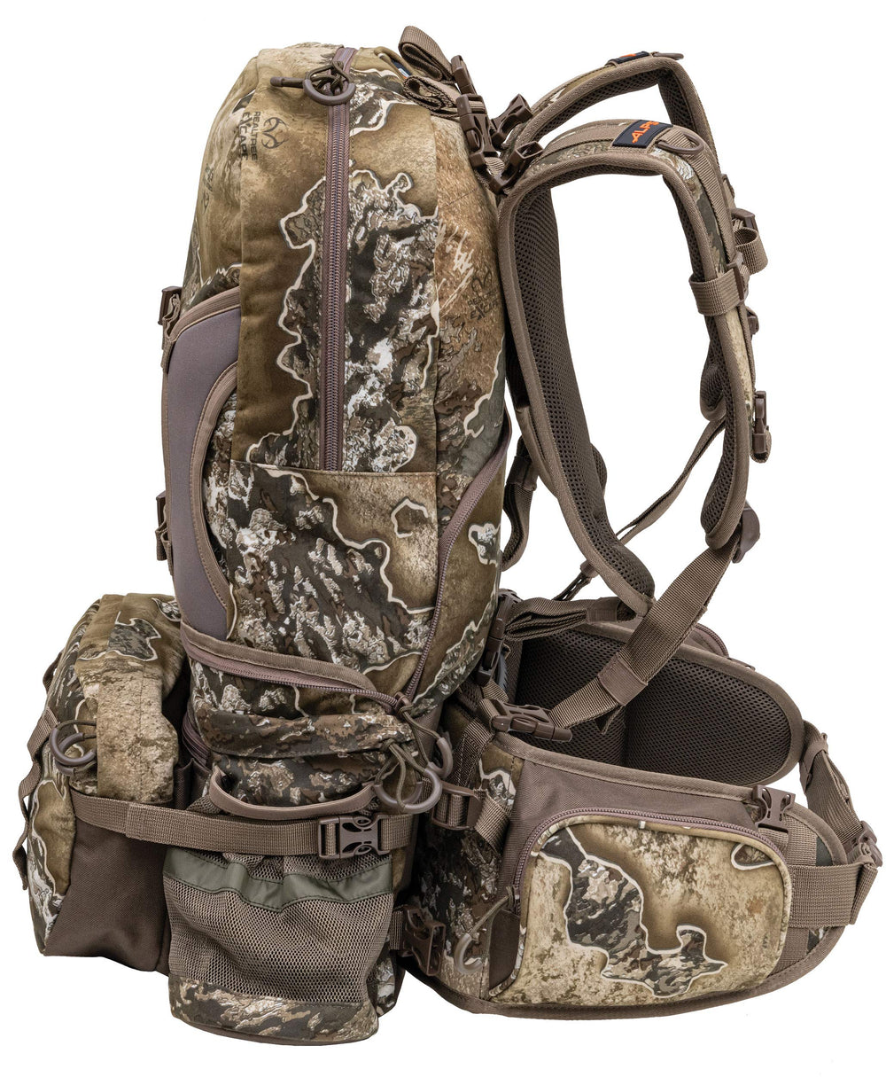 ALPS Pathfinder hauling system highlights straps for meat or gear transport.