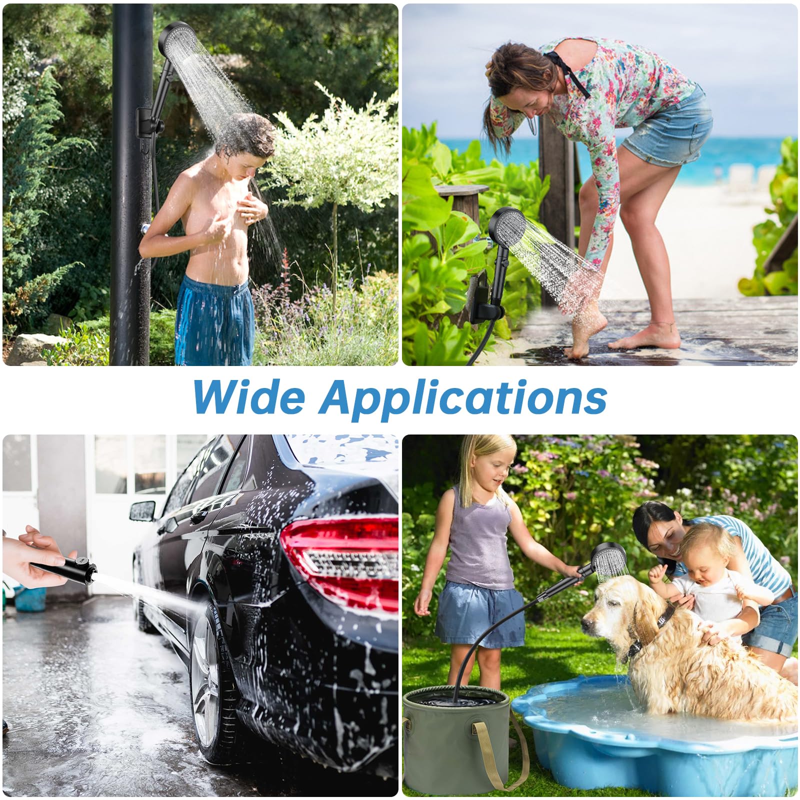 AlpsWolf portable shower five spray modes adapt to car, tent, or beach cleaning