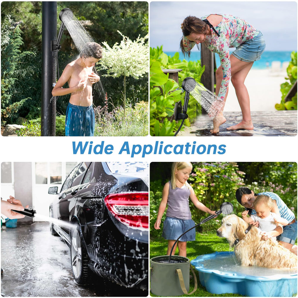 AlpsWolf portable shower five spray modes adapt to car, tent, or beach cleaning