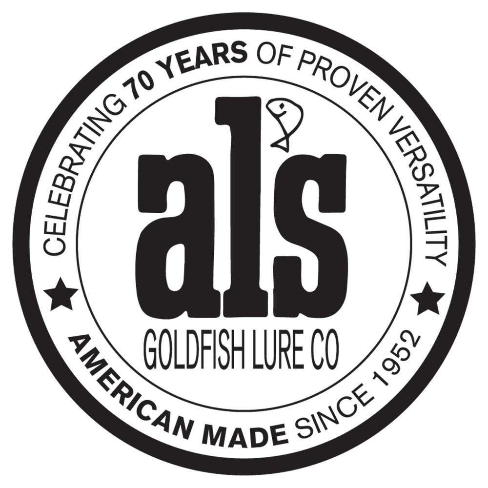 USA-made badge with ALS Goldfish Lure Company branding
