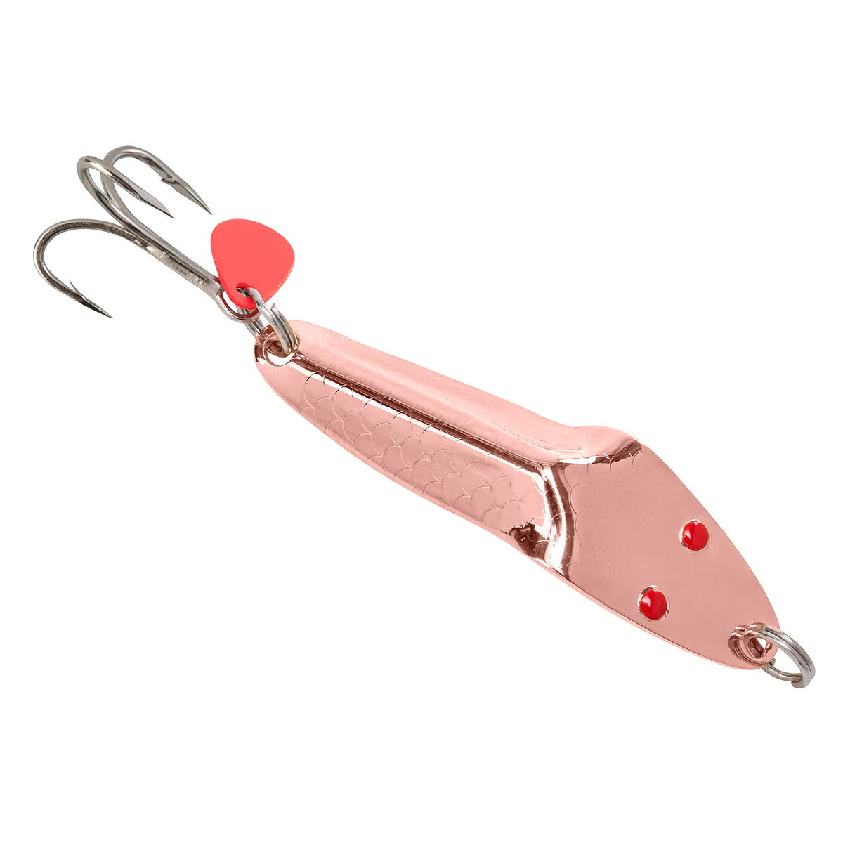 Al's Goldfish Lure Co. Forty Niner copper front view for balanced casting.