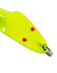 Al's Goldfish Lure Co Forty Niner used for trolling with high visibility chartreuse lure.