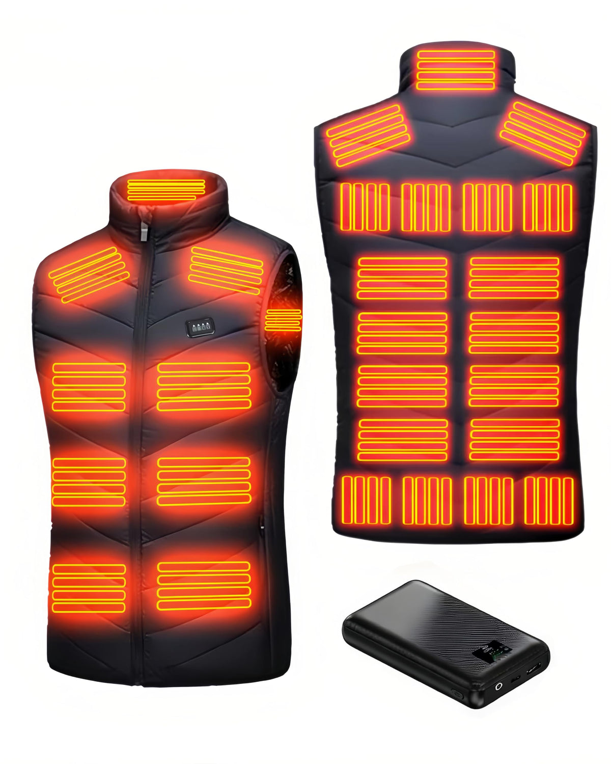 ALTWEIWEN heated-down-vest front view shows adjustable warmth for outdoor activities.