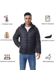 ALTWEIWEN heated jacket back view highlights 27 heating panels for full-body warmth