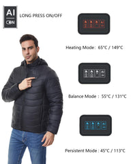 ALTWEIWEN men's heated jacket in outdoor cold setting demonstrates outdoor-wear practicality