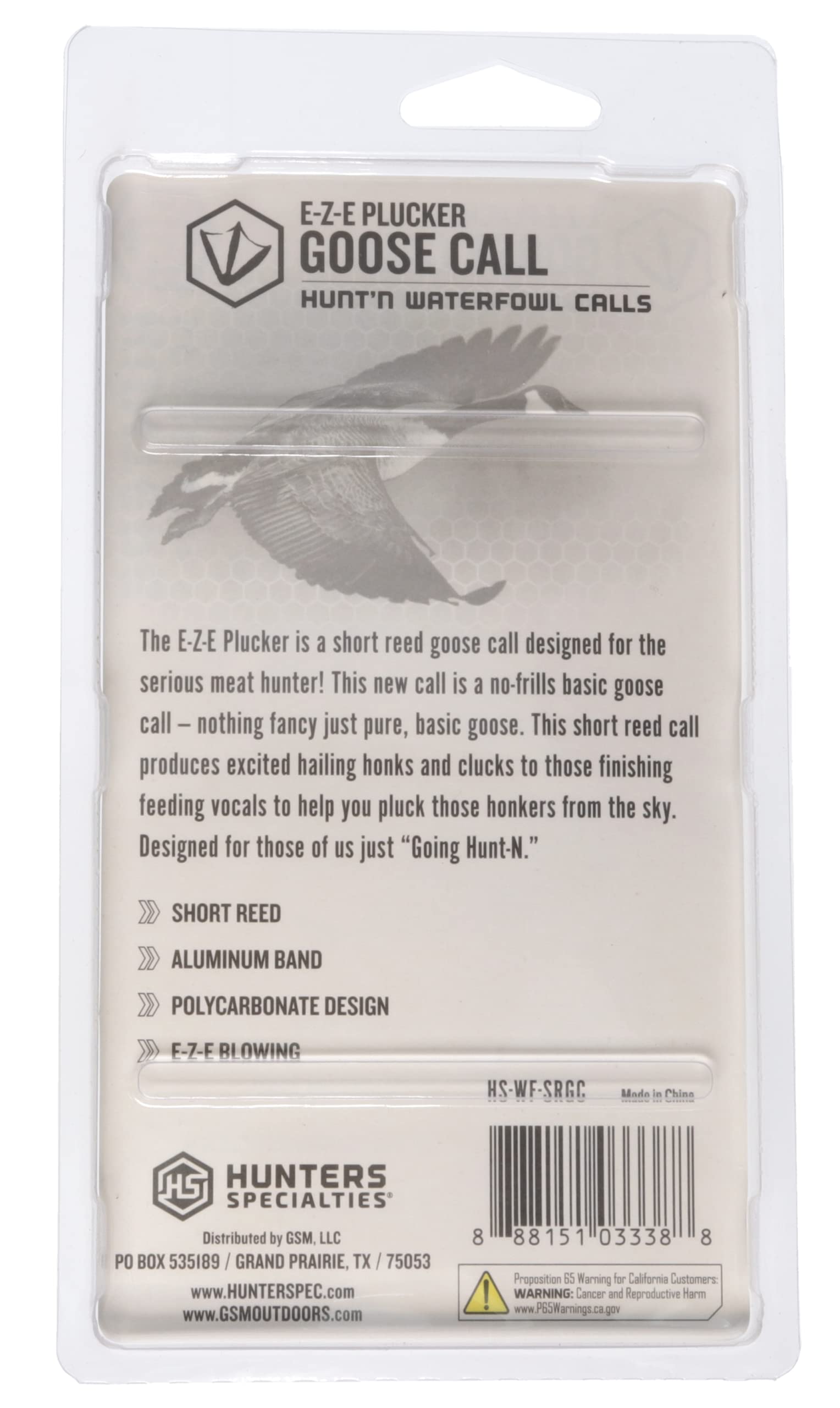 Goose call designed for consistent performance in various weather conditions