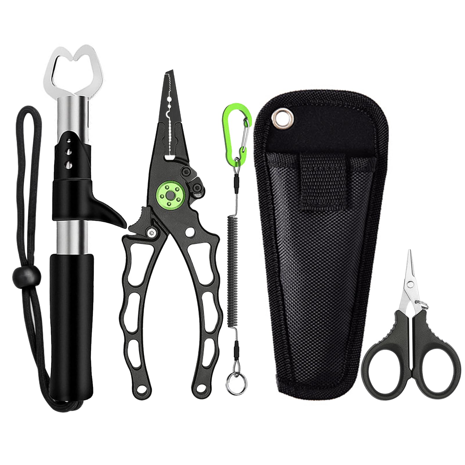 Aluminum fishing pliers with EVA grip and wrist strap