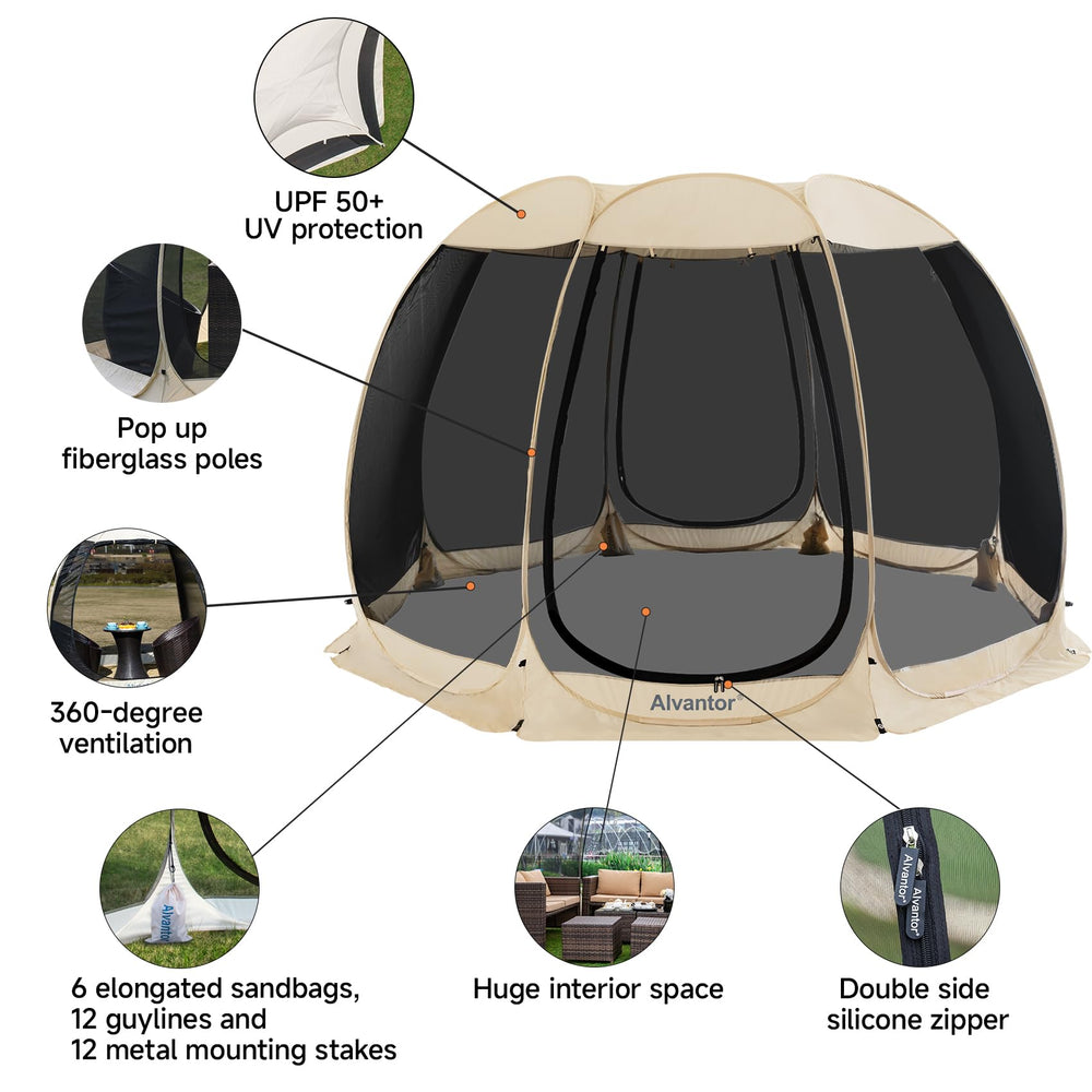 Alvantor 8-mesh walls capture 360-degree ventilation for comfortable outdoor time.