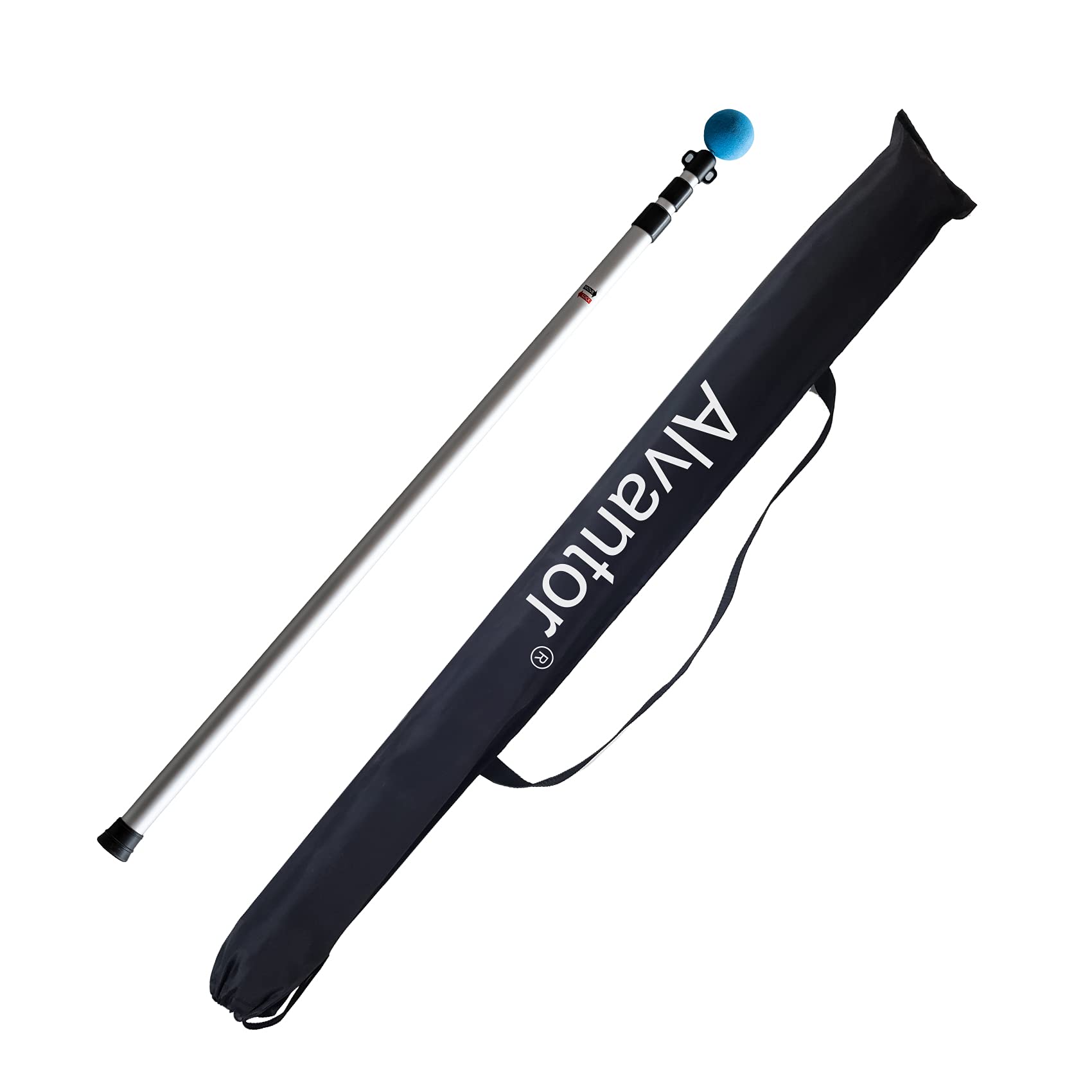 Alvantor aluminum telescoping tarp poles extended to 112.6 inches for versatile shelter setups.