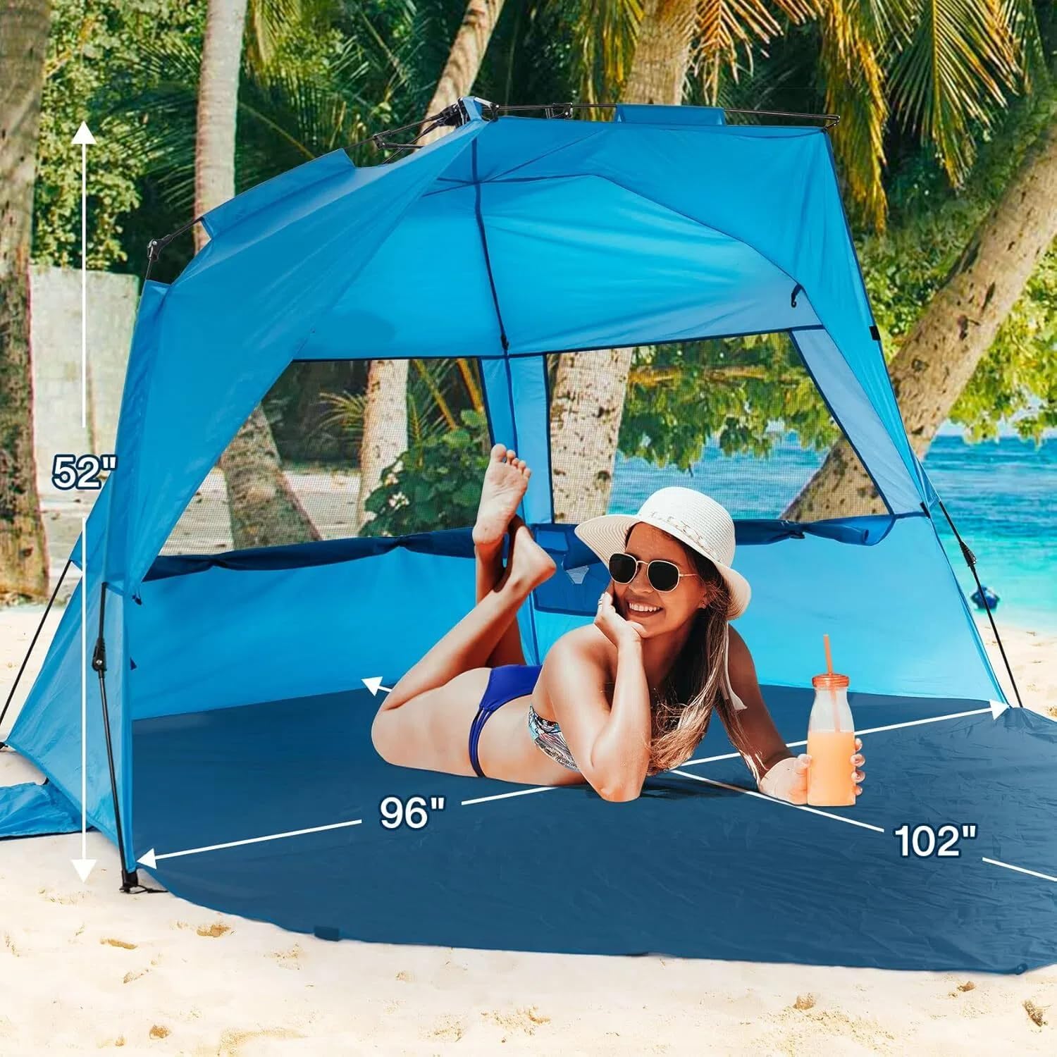 Alvantor Beach Tent 6-point hub provides sturdy support against wind