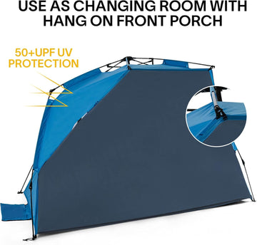 Alvantor Beach Tent fully assembled 96x102 inches for family use