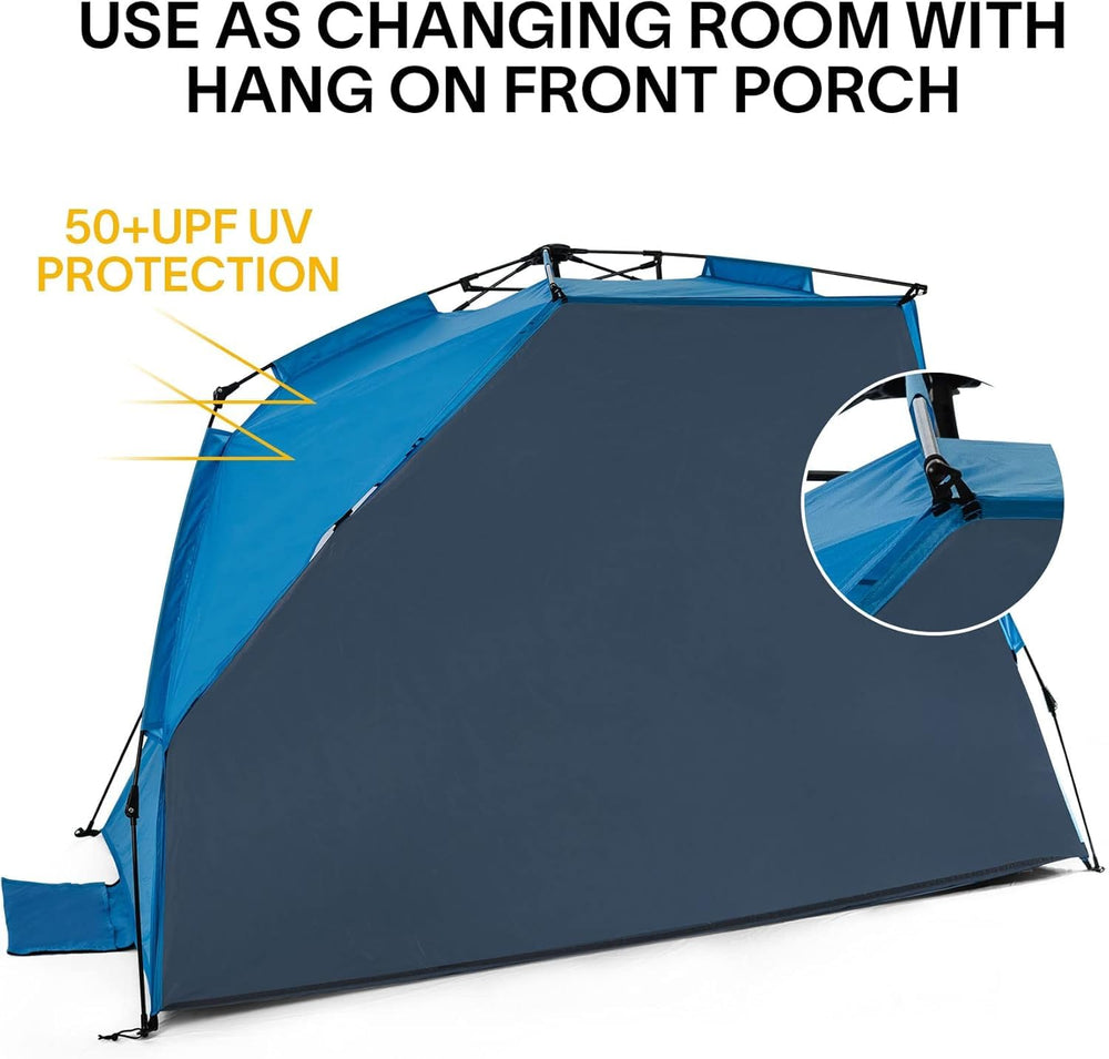 Alvantor Beach Tent fully assembled 96x102 inches for family use