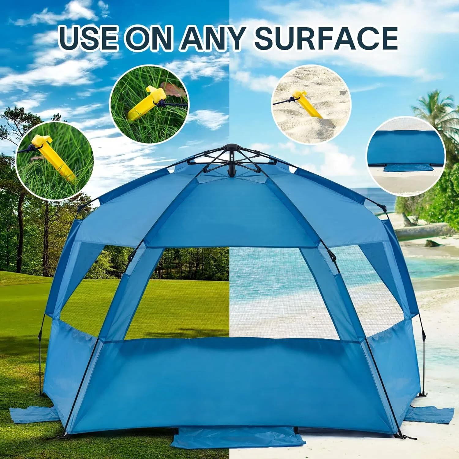 Alvantor Beach Tent folds compactly for car travel or backpacking