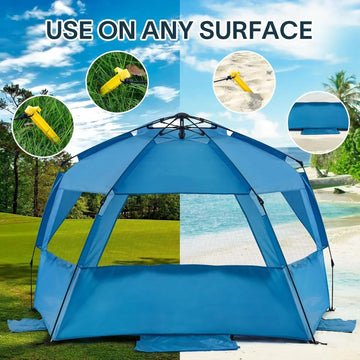 Alvantor Beach Tent folds compactly for car travel or backpacking