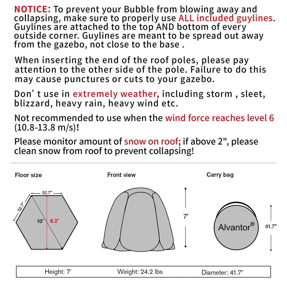 Alvantor pop-up bubble tent interior shows spacious seating and warm shelter for small gatherings