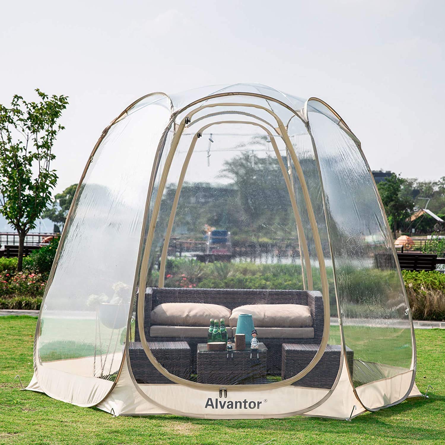 Alvantor pop-up bubble tent setup demonstrates instant privacy and simple assembly for outdoor spaces