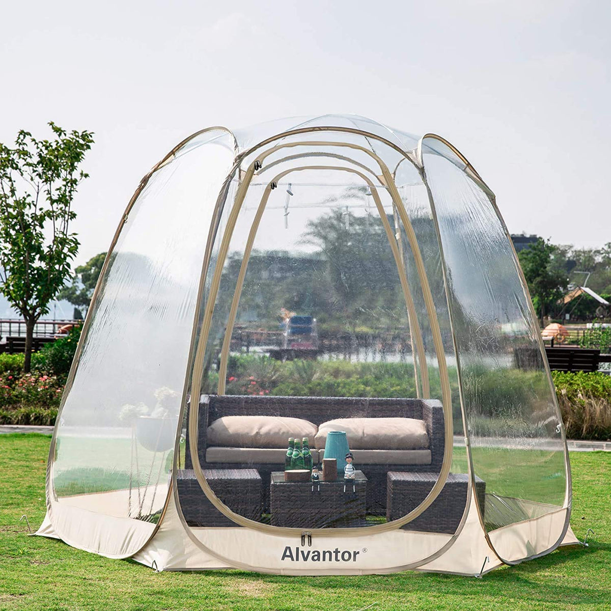 Alvantor pop-up bubble tent setup demonstrates instant privacy and simple assembly for outdoor spaces