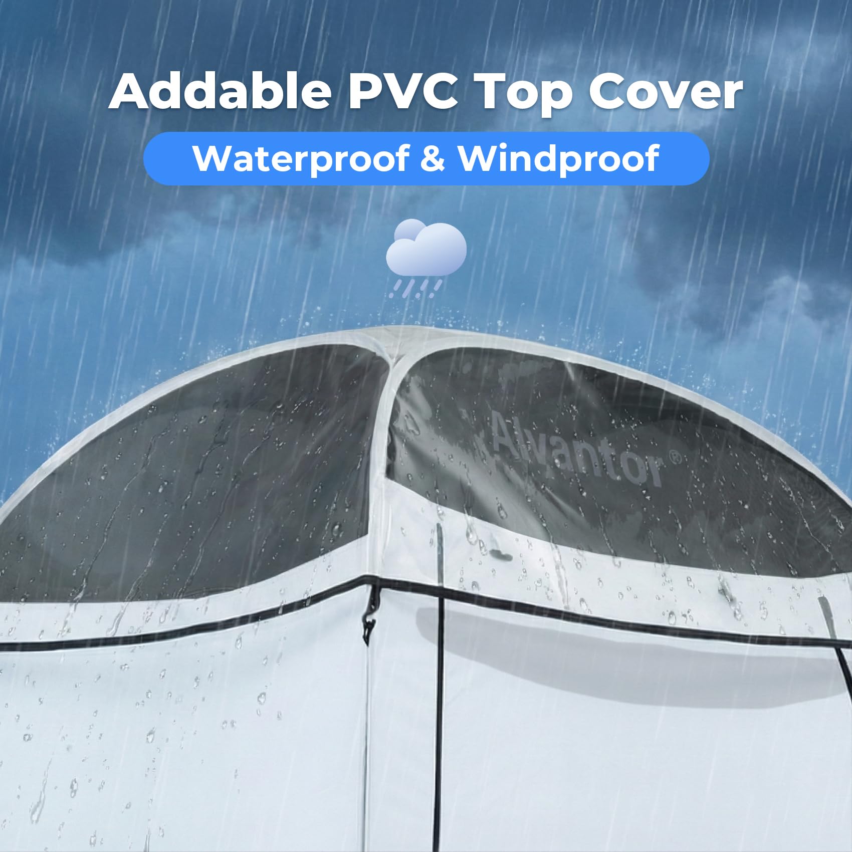 Alvantor lightweight enclosure is ideal for beach or camp.