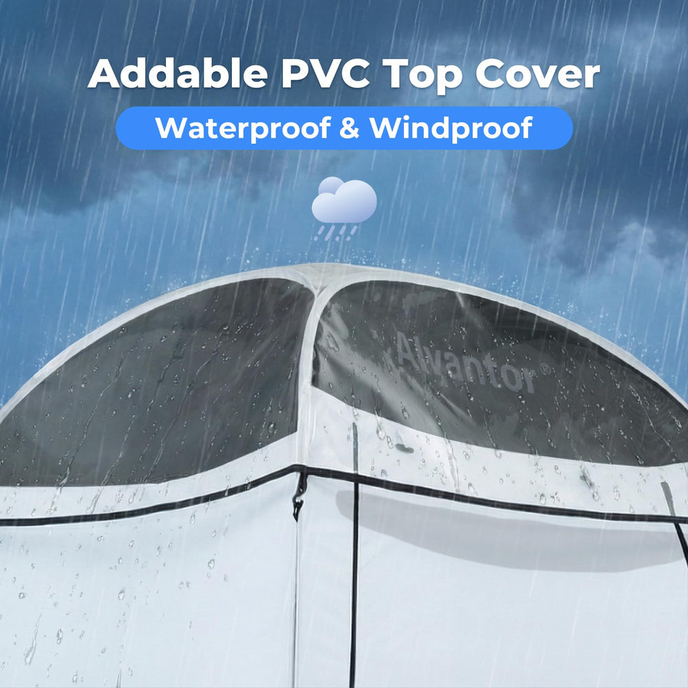 Alvantor lightweight enclosure is ideal for beach or camp.
