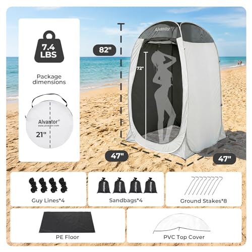 Alvantor Shower Tent mesh-top ventilation keeps you comfortable outdoors.