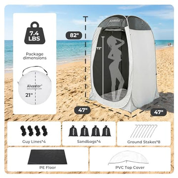 Alvantor Shower Tent mesh-top ventilation keeps you comfortable outdoors.