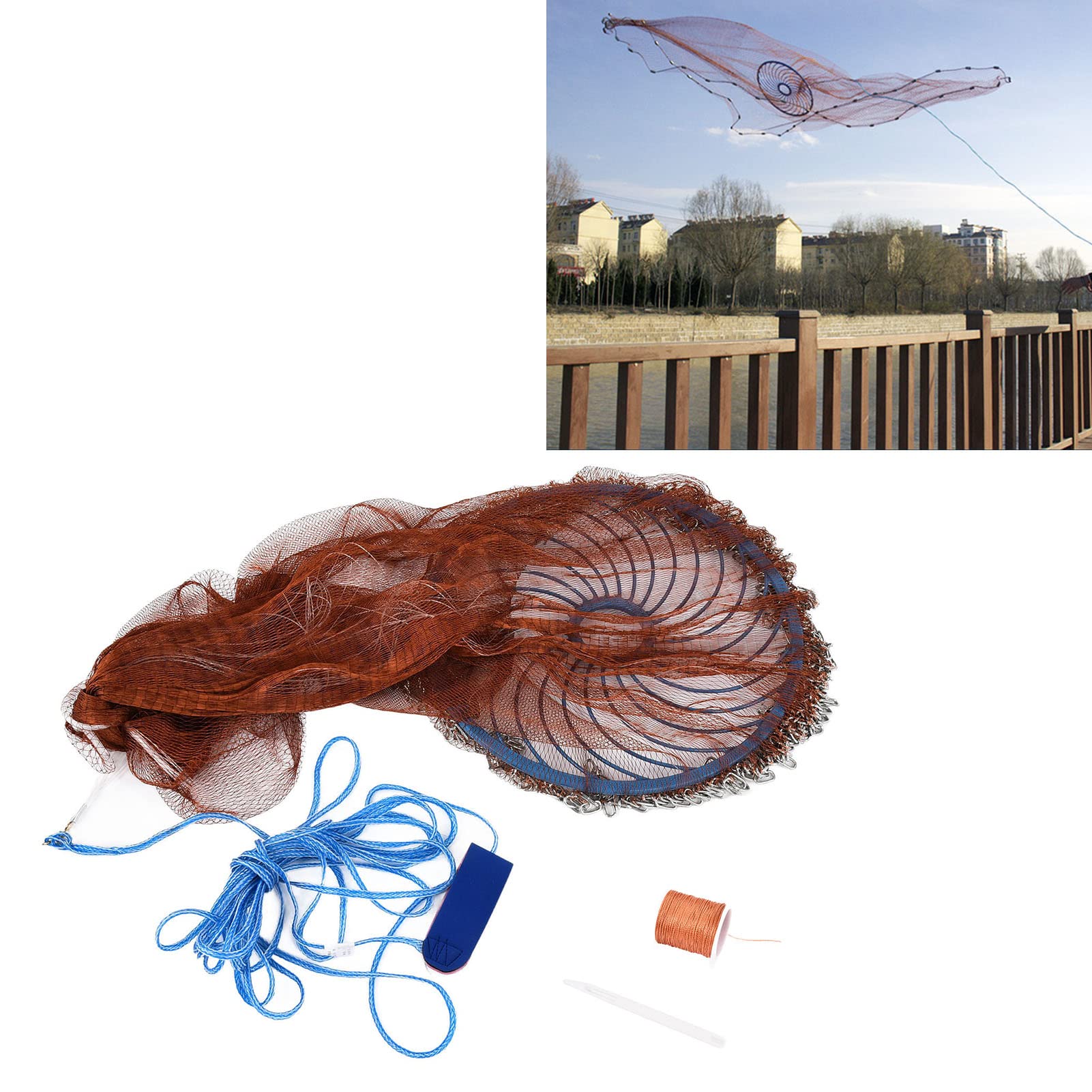 Alvinlite cast net ready-for-use setup ideal for bait traps and improved retrieval