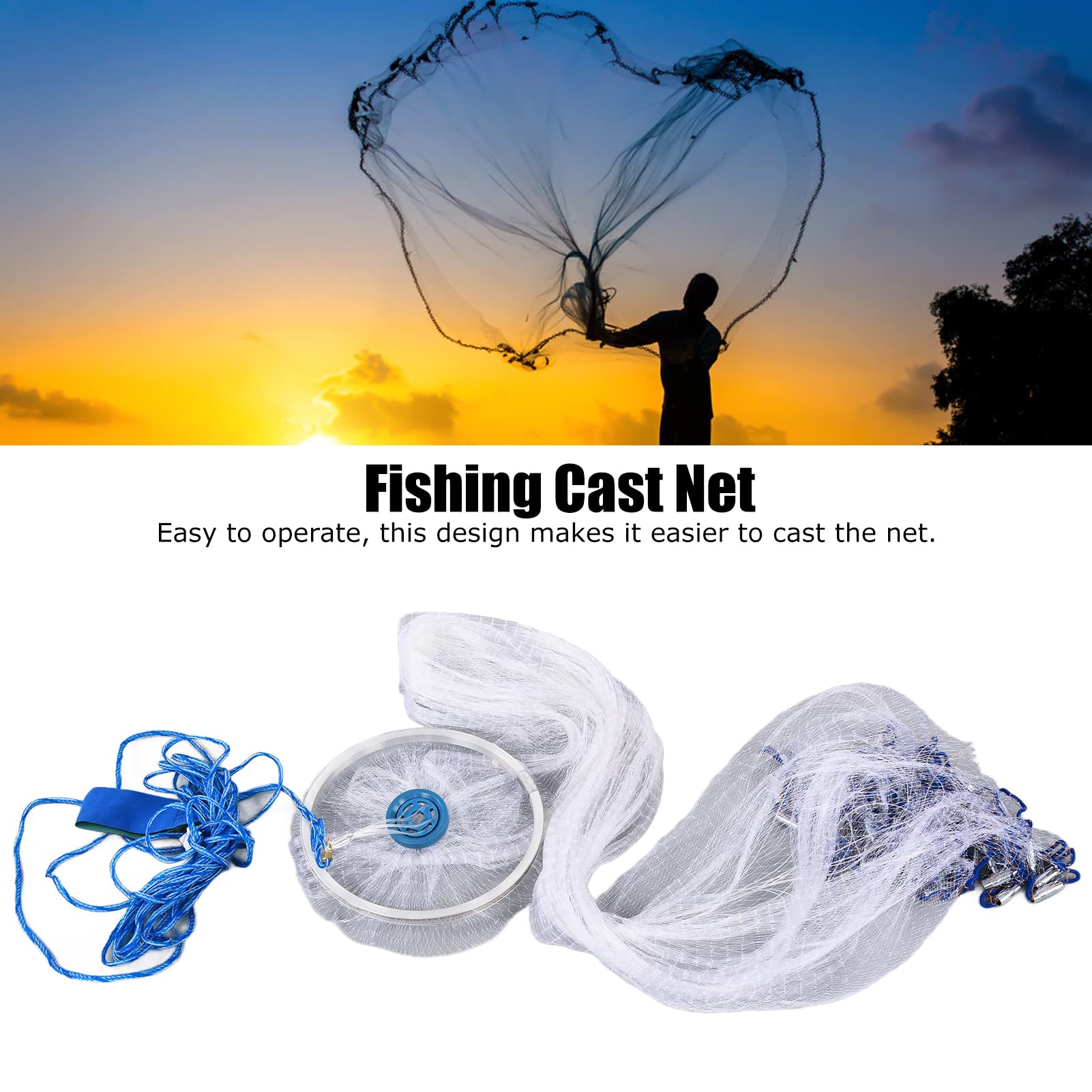 Alvinlite Cast Net is beginner-friendly for easy casting.