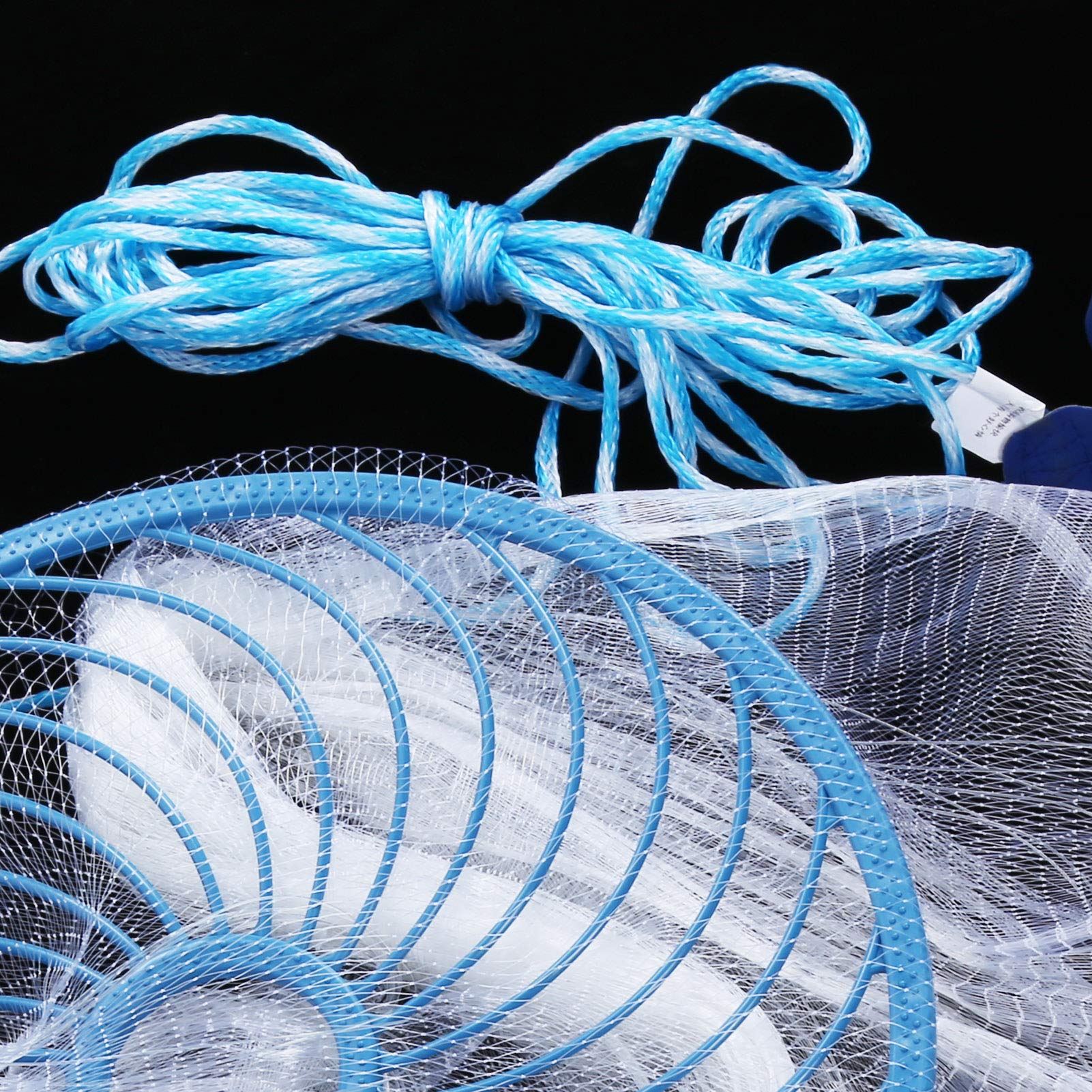 Alvinlite cast net with metal sinker enables quick sinking for live bait.