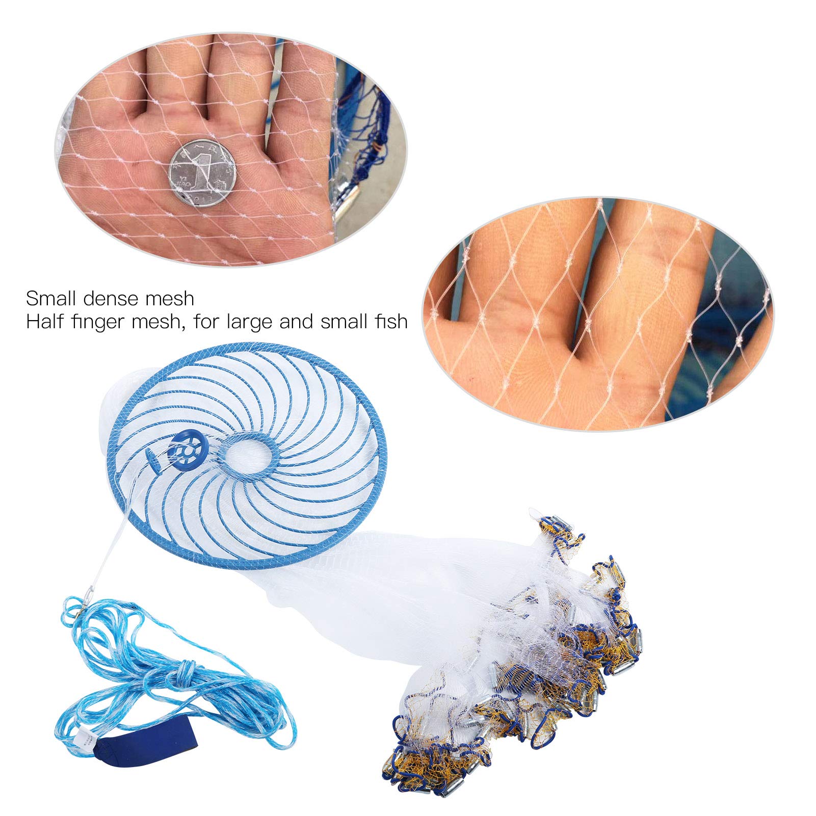 Alvinlite cast net supports throw-style casting for wide coverage.