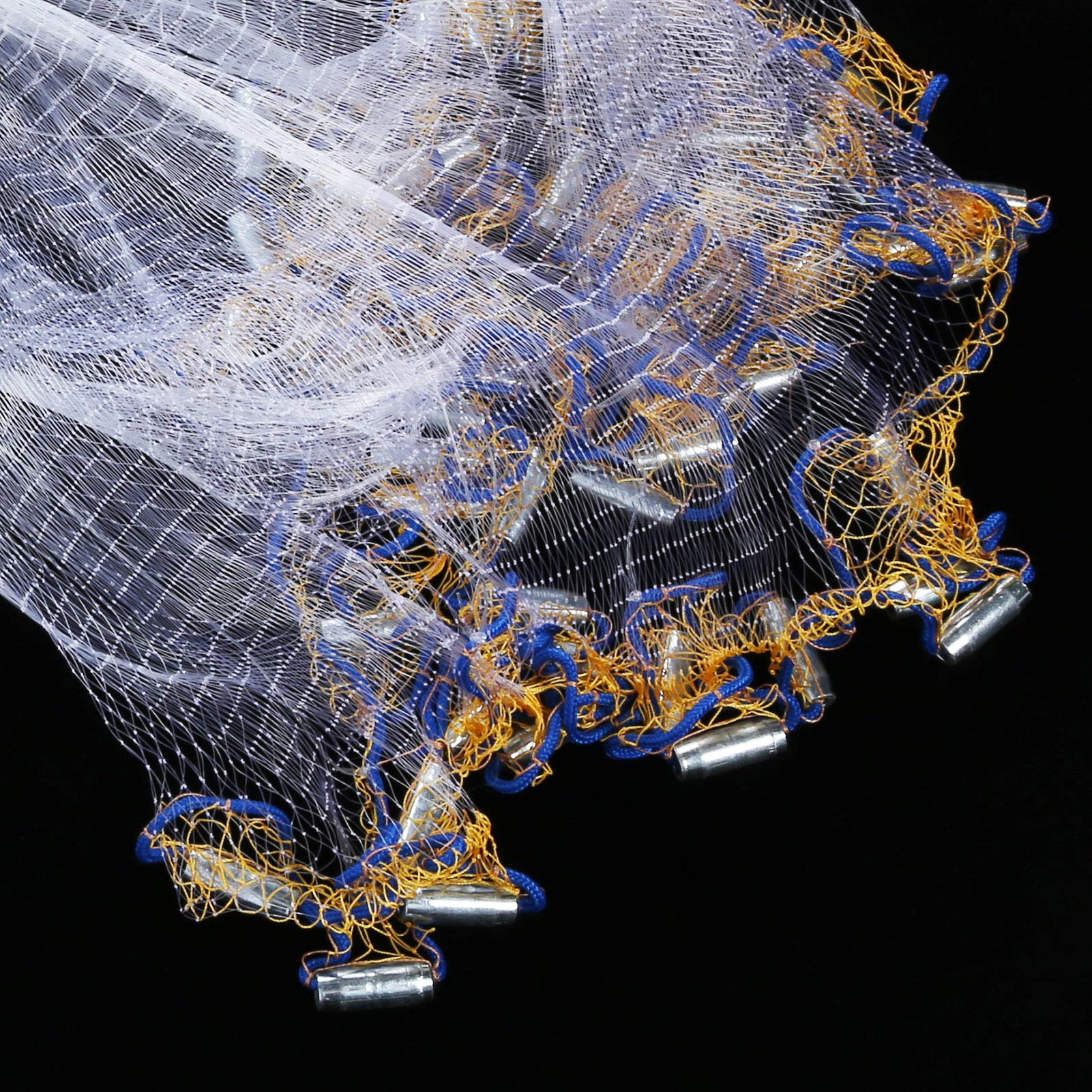 Alvinlite cast net showing tight bottom seal to prevent bait escape.