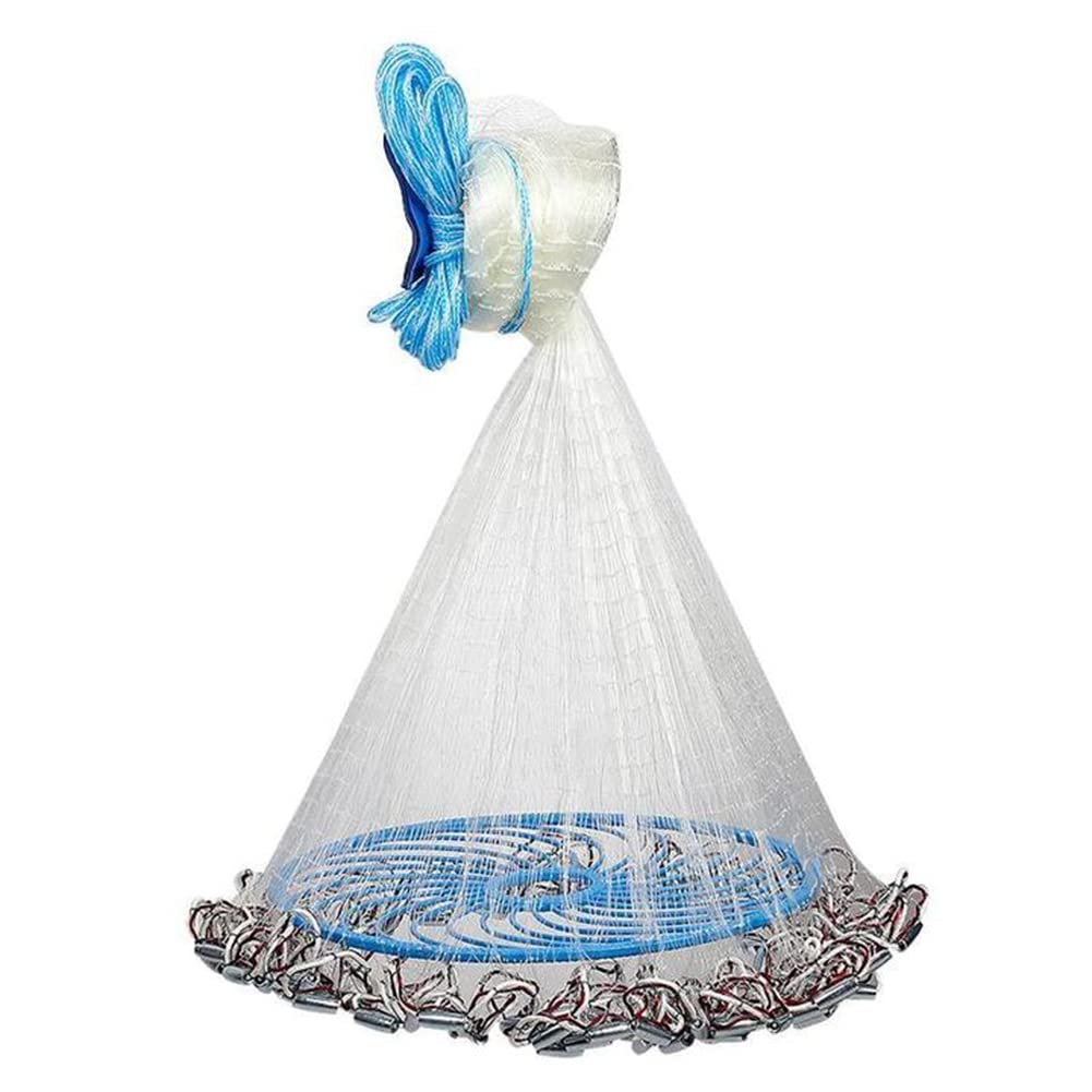 Alvinlite cast net 8ft radius enables quick bait collection in freshwater and saltwater.