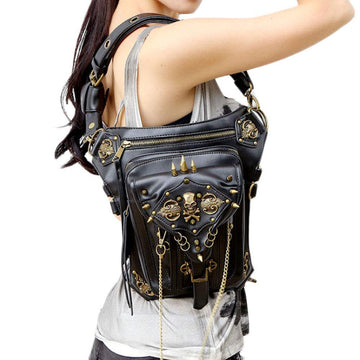 AlwaySky black enamel decoration adds vintage punk flair to the bag.
